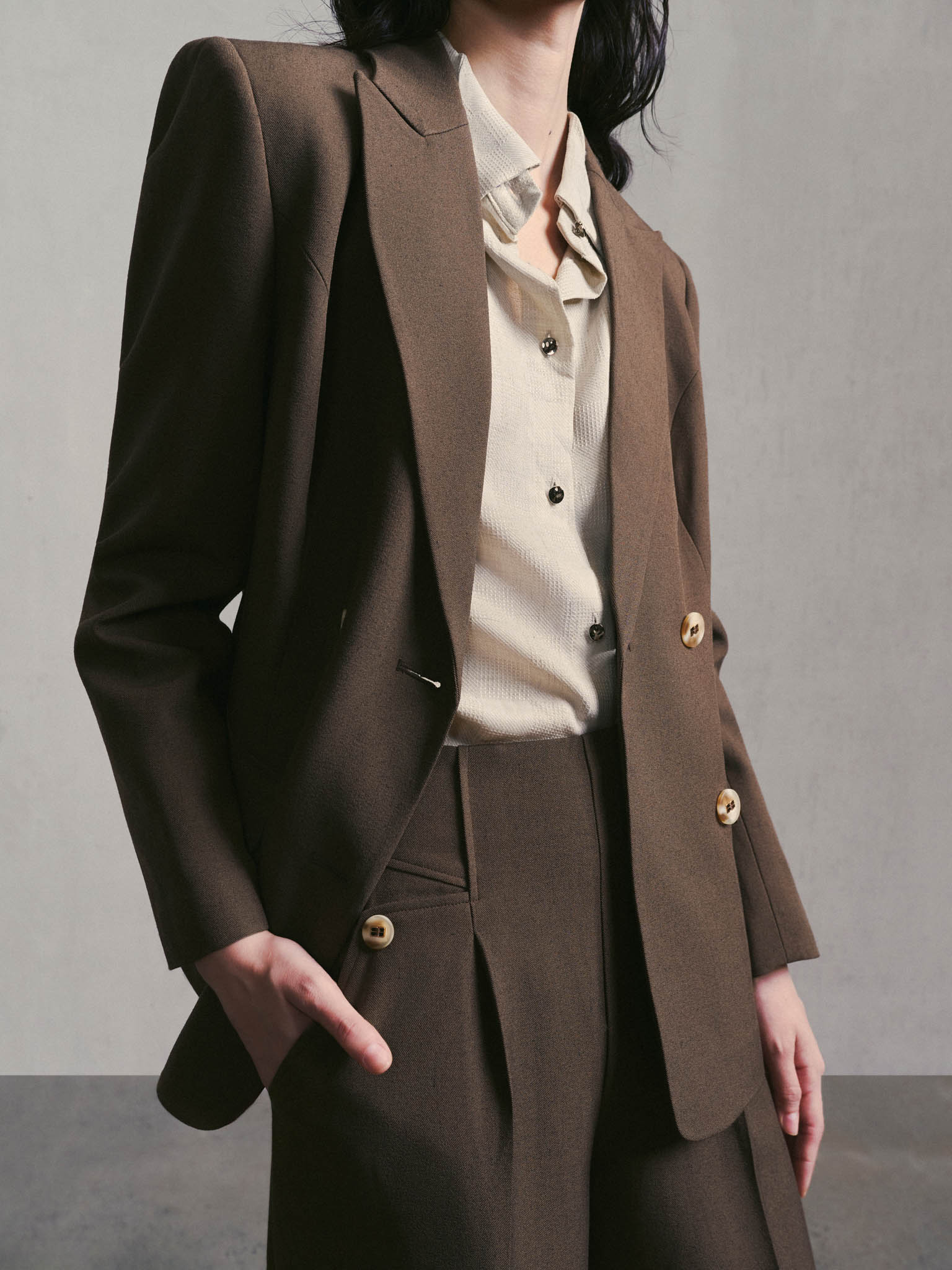 Striped Lapel-Collar Shirt with Pointed Hem